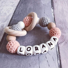 Load image into Gallery viewer, Personalised Crochet Teething Ring - Hopes, Dreams & Jellybeans