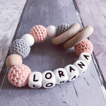 Load image into Gallery viewer, Personalised Crochet Teething Ring - Hopes, Dreams & Jellybeans