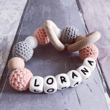 Load image into Gallery viewer, Personalised Crochet Teething Ring - Hopes, Dreams & Jellybeans
