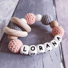 Load image into Gallery viewer, Personalised Crochet Teething Ring - Hopes, Dreams & Jellybeans