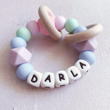 Load image into Gallery viewer, Personalised Silicone Teething Ring - Pastels - Hopes, Dreams & Jellybeans