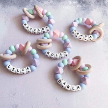 Load image into Gallery viewer, Personalised Silicone Teething Ring - Pastels - Hopes, Dreams & Jellybeans