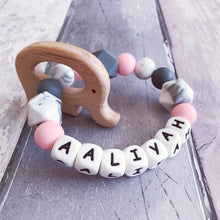 Load image into Gallery viewer, Personalised Elephant Teether - Hopes, Dreams & Jellybeans