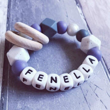 Load image into Gallery viewer, Personalised Silicone Teething Ring - Purple/Gritty - Hopes, Dreams & Jellybeans