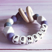 Load image into Gallery viewer, Personalised Silicone Teething Ring - Purple/Gritty - Hopes, Dreams & Jellybeans