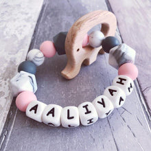 Load image into Gallery viewer, Personalised Elephant Teether - Hopes, Dreams & Jellybeans