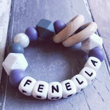 Load image into Gallery viewer, Personalised Silicone Teething Ring - Purple/Gritty - Hopes, Dreams & Jellybeans