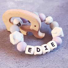 Load image into Gallery viewer, Personalised Elephant Teether - Hopes, Dreams & Jellybeans