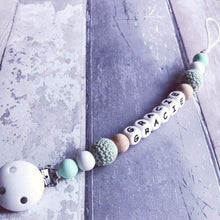 Load image into Gallery viewer, Personalised Crochet Dummy Clip - Mint - Hopes, Dreams & Jellybeans