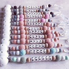 Load image into Gallery viewer, Personalised Crochet Dummy Clip - Mint - Hopes, Dreams & Jellybeans