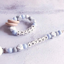 Load image into Gallery viewer, Dummy Clip and Teether Set - Baby Blue/Grey - Hopes, Dreams & Jellybeans