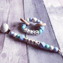 Load image into Gallery viewer, Dummy Clip and Teether Set - Baby Blue - Hopes, Dreams & Jellybeans