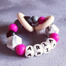 Load image into Gallery viewer, Personalised Silicone Teething Ring - Hopes, Dreams & Jellybeans