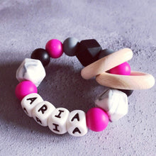 Load image into Gallery viewer, Personalised Silicone Teething Ring - Hopes, Dreams & Jellybeans