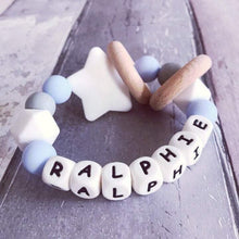 Load image into Gallery viewer, Dummy Clip and Teether Set - Baby Blue/White - Hopes, Dreams & Jellybeans
