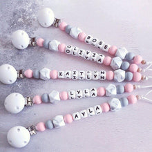 Load image into Gallery viewer, Dummy Clip and Teether Set - Pink/Grey - Hopes, Dreams & Jellybeans