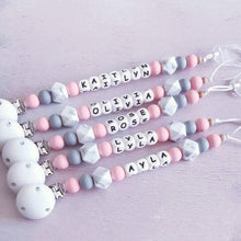 Load image into Gallery viewer, Dummy Clip and Teether Set - Pink/Grey - Hopes, Dreams & Jellybeans