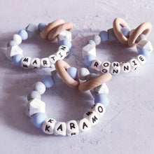 Load image into Gallery viewer, Personalised Blue Hue Silicone Teething Ring