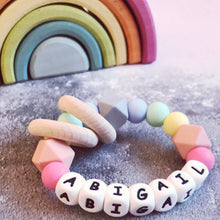 Load image into Gallery viewer, Personalised Pastel Rainbow Silicone Teething Ring