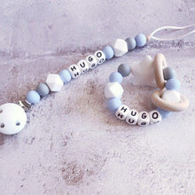 Load image into Gallery viewer, Dummy Clip and Teether Set - Baby Blue/White - Hopes, Dreams & Jellybeans