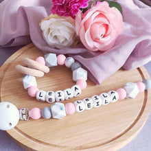 Load image into Gallery viewer, Dummy Clip and Teether Set - Pink/Grey - Hopes, Dreams & Jellybeans