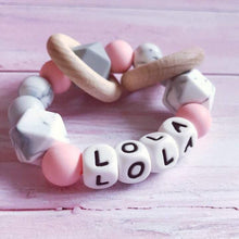 Load image into Gallery viewer, Dummy Clip and Teether Set - Pink/Grey - Hopes, Dreams & Jellybeans