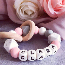 Load image into Gallery viewer, Dummy Clip and Teether Set - Pink/Grey - Hopes, Dreams & Jellybeans