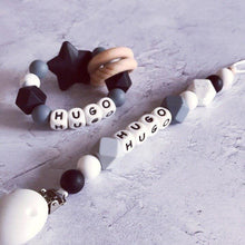 Load image into Gallery viewer, Dummy Clip and Teether Set - Black/Grey - Hopes, Dreams & Jellybeans
