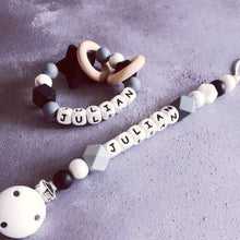 Load image into Gallery viewer, Dummy Clip and Teether Set - Black/Grey - Hopes, Dreams & Jellybeans