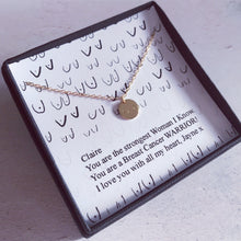 Load image into Gallery viewer, Breast Cancer Survivor, Beat Cancer, Warrior Gift for Friend, Boobs Necklace, Breast Cancer Message Card, Personalised Card Breast Cancer