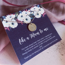 Load image into Gallery viewer, Like a Mum to Me, Stepmother Gift, Message Card Poem Bonus Mum, Mothers day Gift Second Mum, Floral Necklace, Gold Flower Necklace