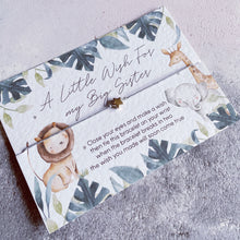 Load image into Gallery viewer, Safari Wish bracelet, Sister to Be wish bracelet, New Big Sister To Be, baby shower gift, pregnancy gift, new baby gift, new sister jungle