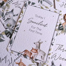 Load image into Gallery viewer, baby milestone cards, Safari, Jungle, Safari Milestone Cards, baby shower gift, pregnancy cards, baby girl, new baby gift, elephant baby boy
