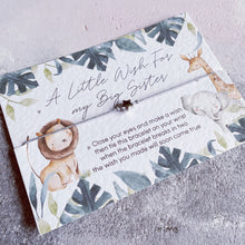 Load image into Gallery viewer, Safari Wish bracelet, Sister to Be wish bracelet, New Big Sister To Be, baby shower gift, pregnancy gift, new baby gift, new sister jungle