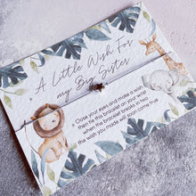 Load image into Gallery viewer, Safari Wish bracelet, Sister to Be wish bracelet, New Big Sister To Be, baby shower gift, pregnancy gift, new baby gift, new sister jungle