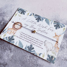 Load image into Gallery viewer, Safari Wish bracelet, Sister to Be wish bracelet, New Big Sister To Be, baby shower gift, pregnancy gift, new baby gift, new sister jungle