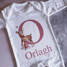Load image into Gallery viewer, Personalised babygrow baby girl, Pink initial baby name gift, personalised sleepsuit, personalised baby vest, girls baby shower gift