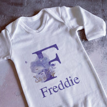 Load image into Gallery viewer, Baby Boys Sleepsuit, Personalised Whale Sleepsuit, Personalised Whale Gift for Baby Boy, Blue Whale Baby Vest, Ocean Baby Shower Gift,