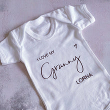 Load image into Gallery viewer, I Love My Granny Baby Vest, Personalised Babygrow, Gran Babygrow, Newborn Pregnancy Announcement Gift, Going to be a Grandmother Gift