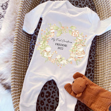 Load image into Gallery viewer, First Christmas babygrow, Personalised vest, Santa sleepsuit, 1st Xmas, 1st Christmas Baby girl Babygro, Festive Christmas outfit, Xmas pjs