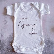 Load image into Gallery viewer, I Love My Granny Baby Vest, Personalised Babygrow, Gran Babygrow, Newborn Pregnancy Announcement Gift, Going to be a Grandmother Gift