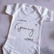 Load image into Gallery viewer, I Love My Granny Baby Vest, Personalised Babygrow, Gran Babygrow, Newborn Pregnancy Announcement Gift, Going to be a Grandmother Gift