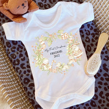 Load image into Gallery viewer, First Christmas babygrow, Personalised vest, Santa sleepsuit, 1st Xmas, 1st Christmas Baby girl Babygro, Festive Christmas outfit, Xmas pjs