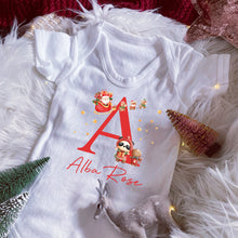 Load image into Gallery viewer, Personalised Christmas Outfit Baby Girl, Baby Christmas Babygrow, My First Christmas Vest, Baby Christmas Eve Outfit, Baby First Christmas