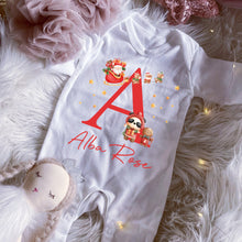 Load image into Gallery viewer, Personalised Christmas Outfit Baby Girl, Baby Christmas Babygrow, My First Christmas Vest, Baby Christmas Eve Outfit, Baby First Christmas