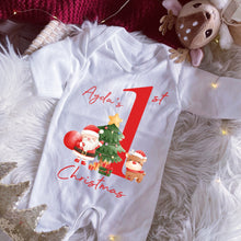 Load image into Gallery viewer, First Christmas Baby Grow, First Christmas Baby Sleepsuit, Baby's First Christmas Outfit, Christmas Babygrow, Christmas Baby Outfit Boy Girl