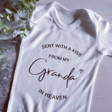 Load image into Gallery viewer, Sent With A Kiss From My Grandad In Heaven, I Love My Grandad Baby Vest, Newborn Pregnancy Announcement, Cute Baby Vest Bodysuit Baby Grow