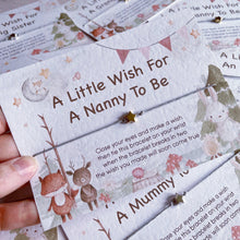 Load image into Gallery viewer, Nanny to be gift, Family Pregnancy Announcement, New Baby Wish Bracelet, New Baby Announcement, Baby Shower Gift, Woodland Baby Gift
