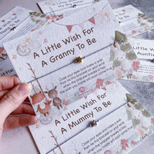 Load image into Gallery viewer, Nanny to be gift, Family Pregnancy Announcement, New Baby Wish Bracelet, New Baby Announcement, Baby Shower Gift, Woodland Baby Gift