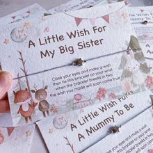 Load image into Gallery viewer, Wish bracelet Big Sister to be, Sibling to be gift, baby shower gift, pregnancy gift, new baby gift, new mum gift, baby shower, mummy to be